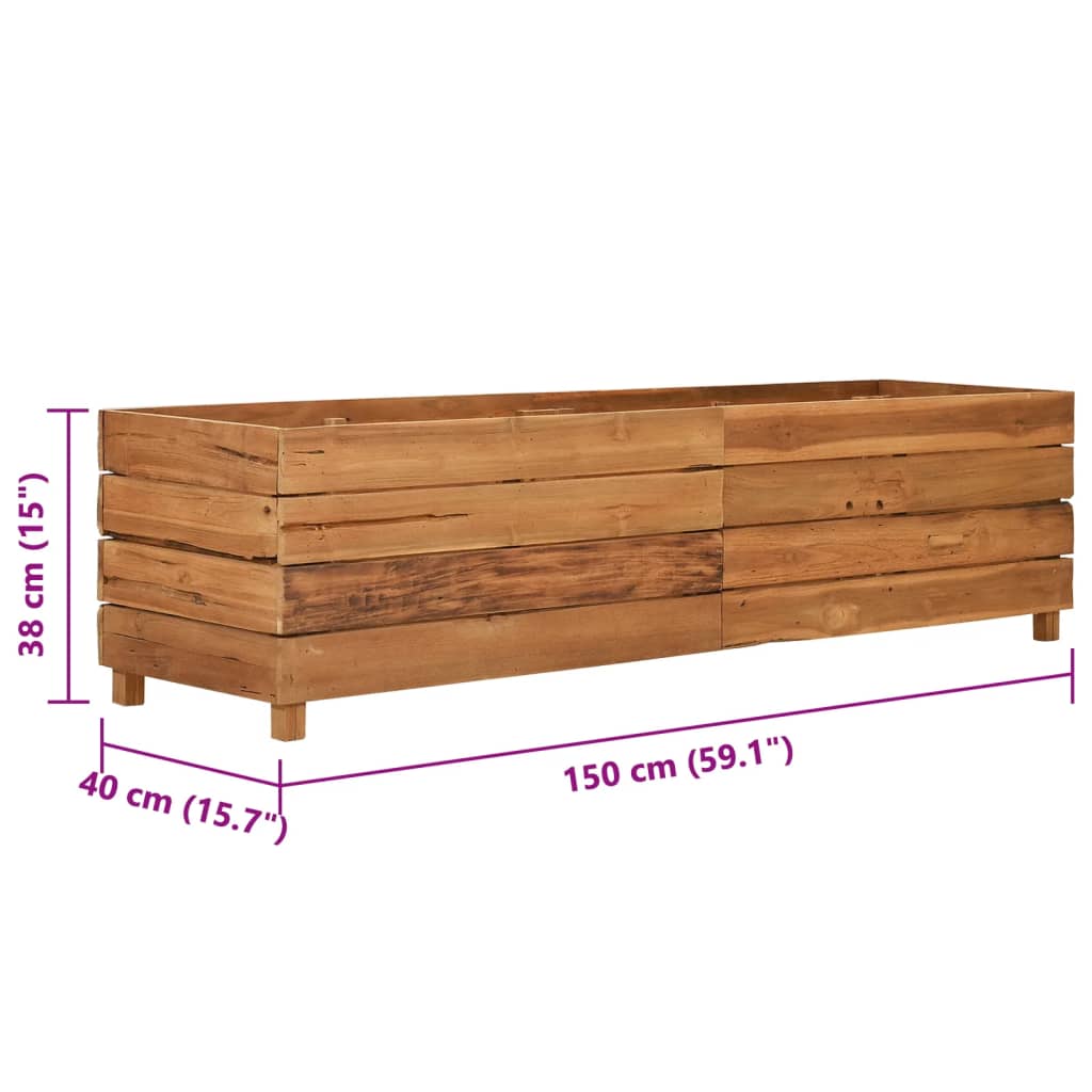 Hochbeet 150x40x38 cm Teak Altholz und Stahl