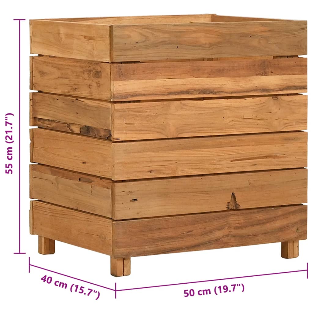 Hochbeet 50x40x55 cm Teak Altholz und Stahl