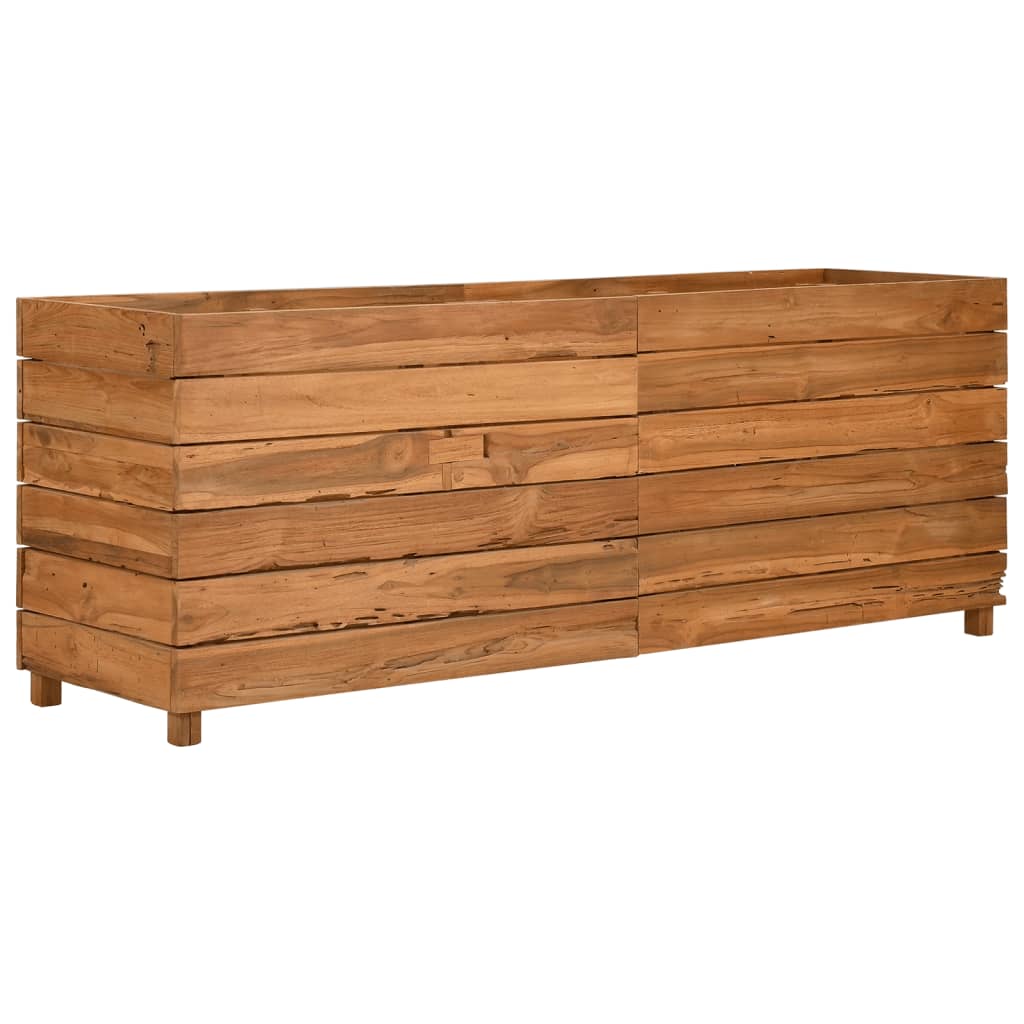 Hochbeet 150x40x55 cm Teak Altholz und Stahl