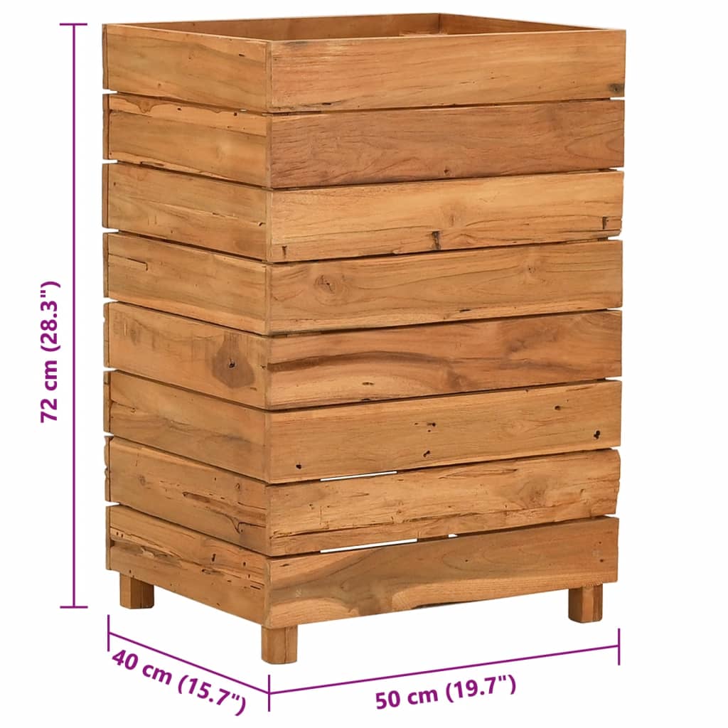 Hochbeet 50x40x72 cm Teak Altholz und Stahl