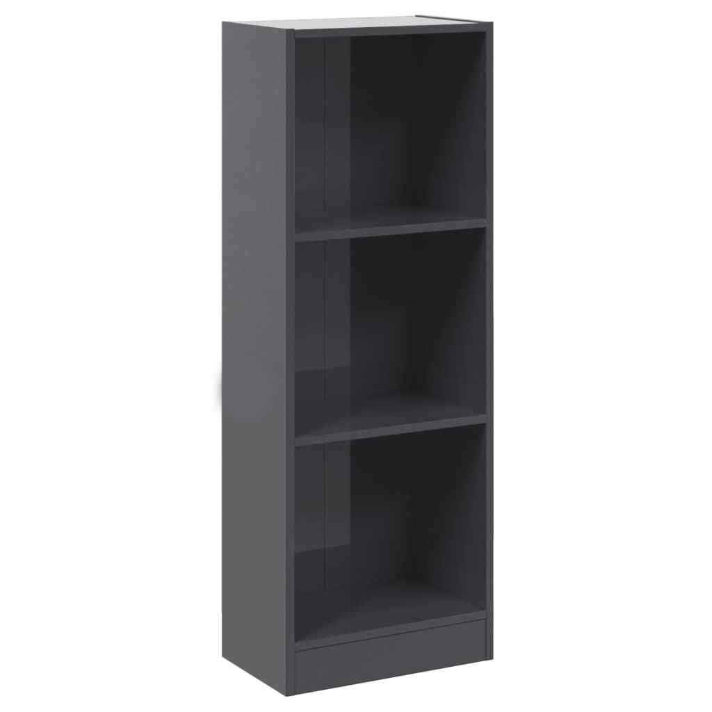 Bücherregal 3 Fächer Hochglanz-Grau 40x24x109 cm Holzwerkstoff