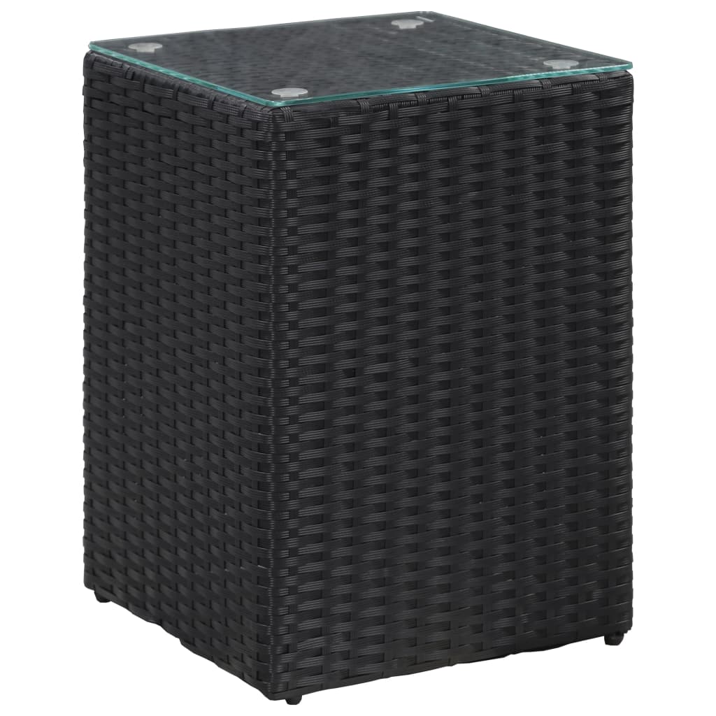 Beistelltische 3 Stk. mit Glasplatte Schwarz Poly Rattan