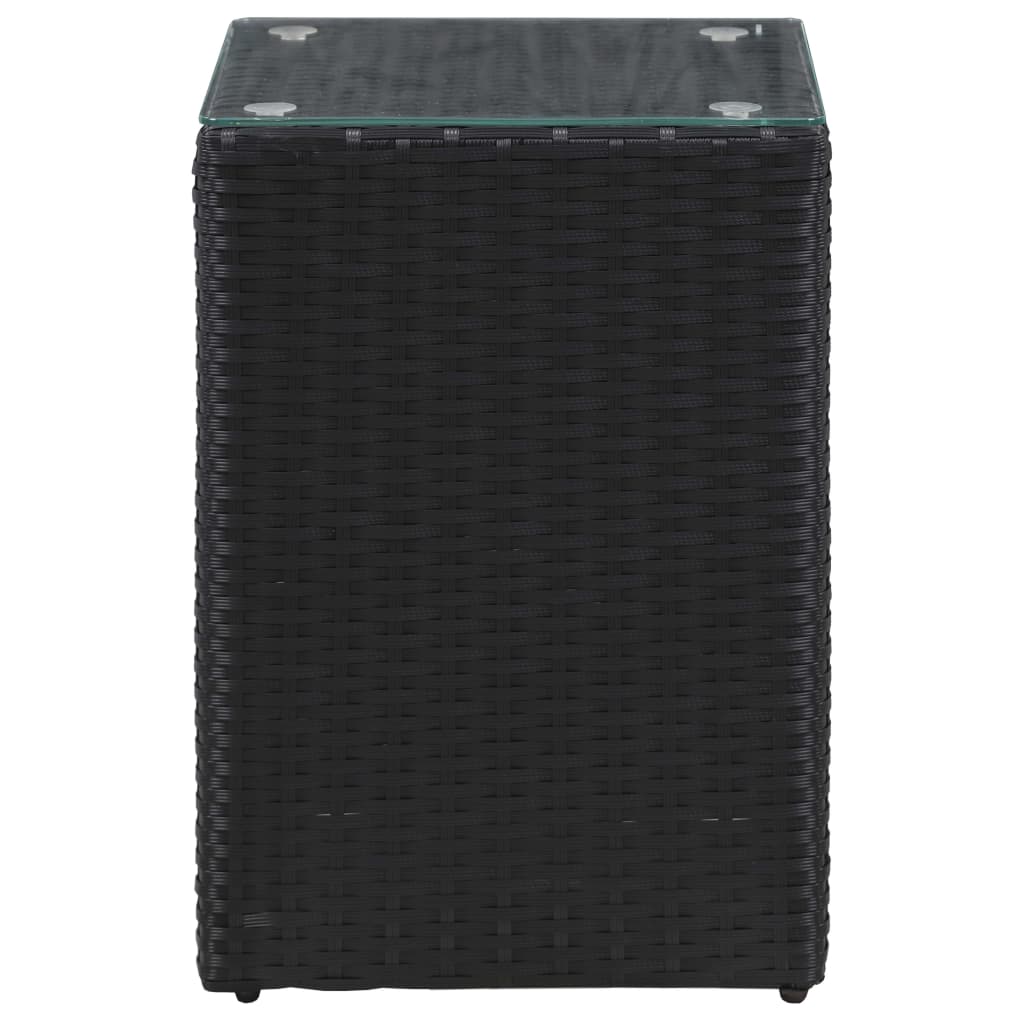 Beistelltische 3 Stk. mit Glasplatte Schwarz Poly Rattan