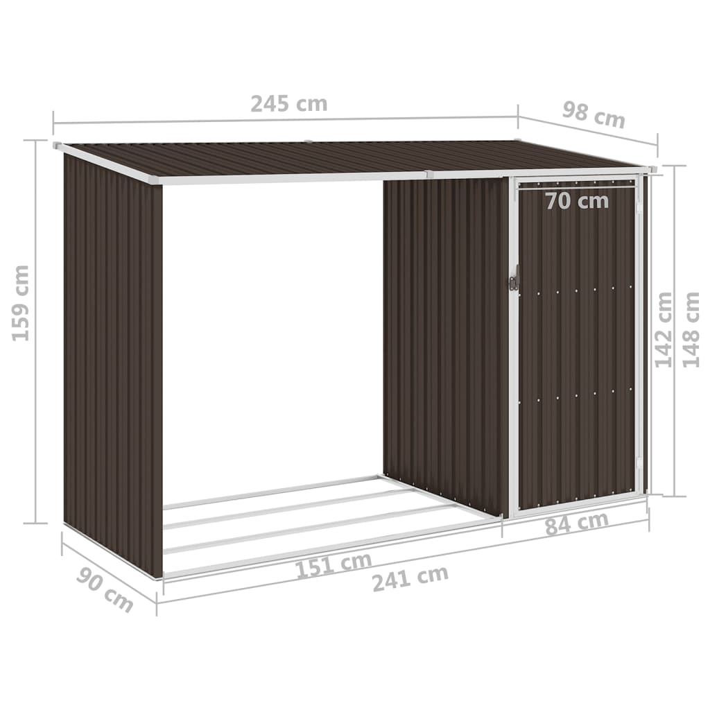 Garten Brennholzlager Braun 245x98x159 cm Verzinkter Stahl