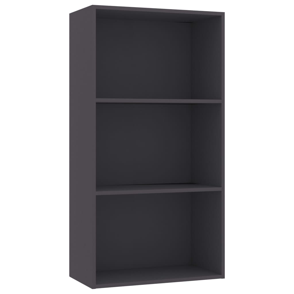 Bücherregal 3 Fächer Grau 60x30x114 cm Holzwerkstoff