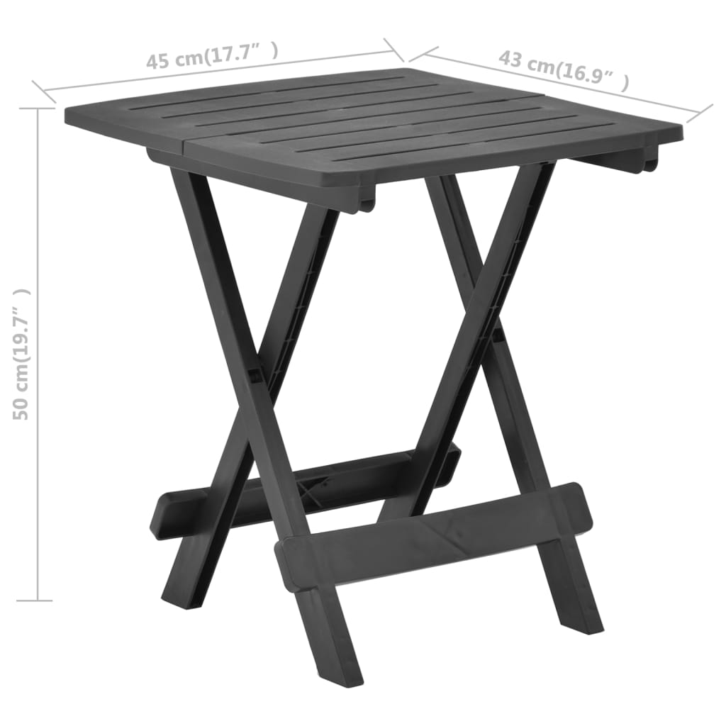 Gartentisch Klappbar Anthrazit 45x43x50 cm Kunststoff