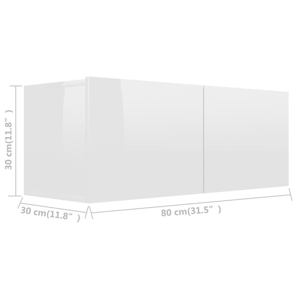 TV-Schrank Hochglanz-Weiß 80x30x30 cm Holzwerkstoff