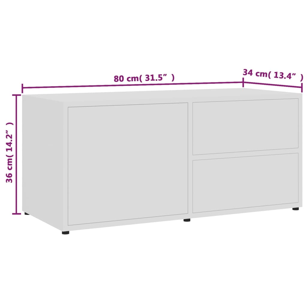 TV-Schrank Weiß 80x34x36 cm Holzwerkstoff