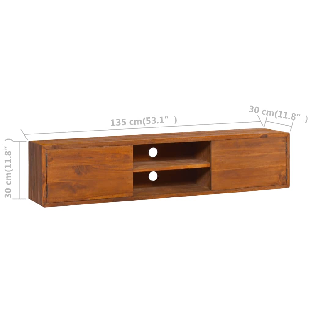 Wand-TV-Schrank 135x30x30 cm Teak Massivholz