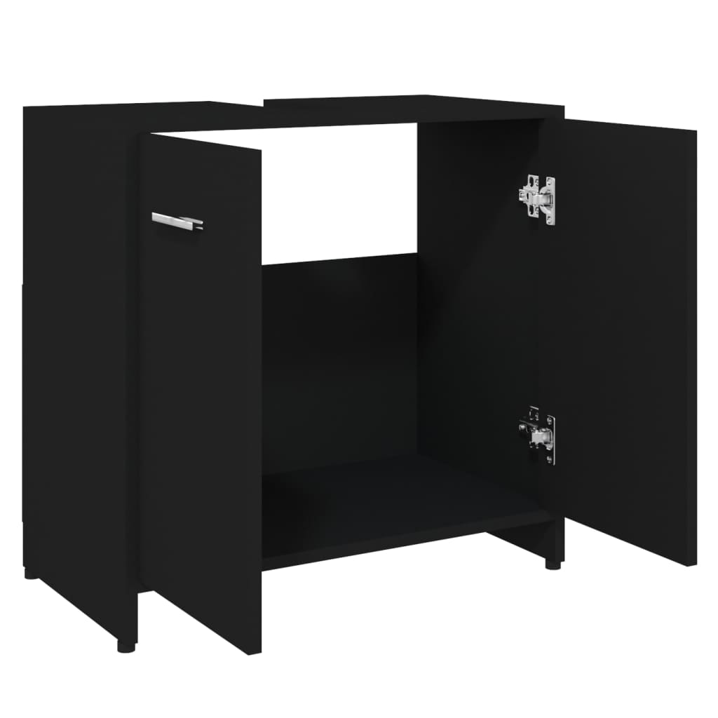 Badezimmerschrank Schwarz 60x33x61 cm Holzwerkstoff