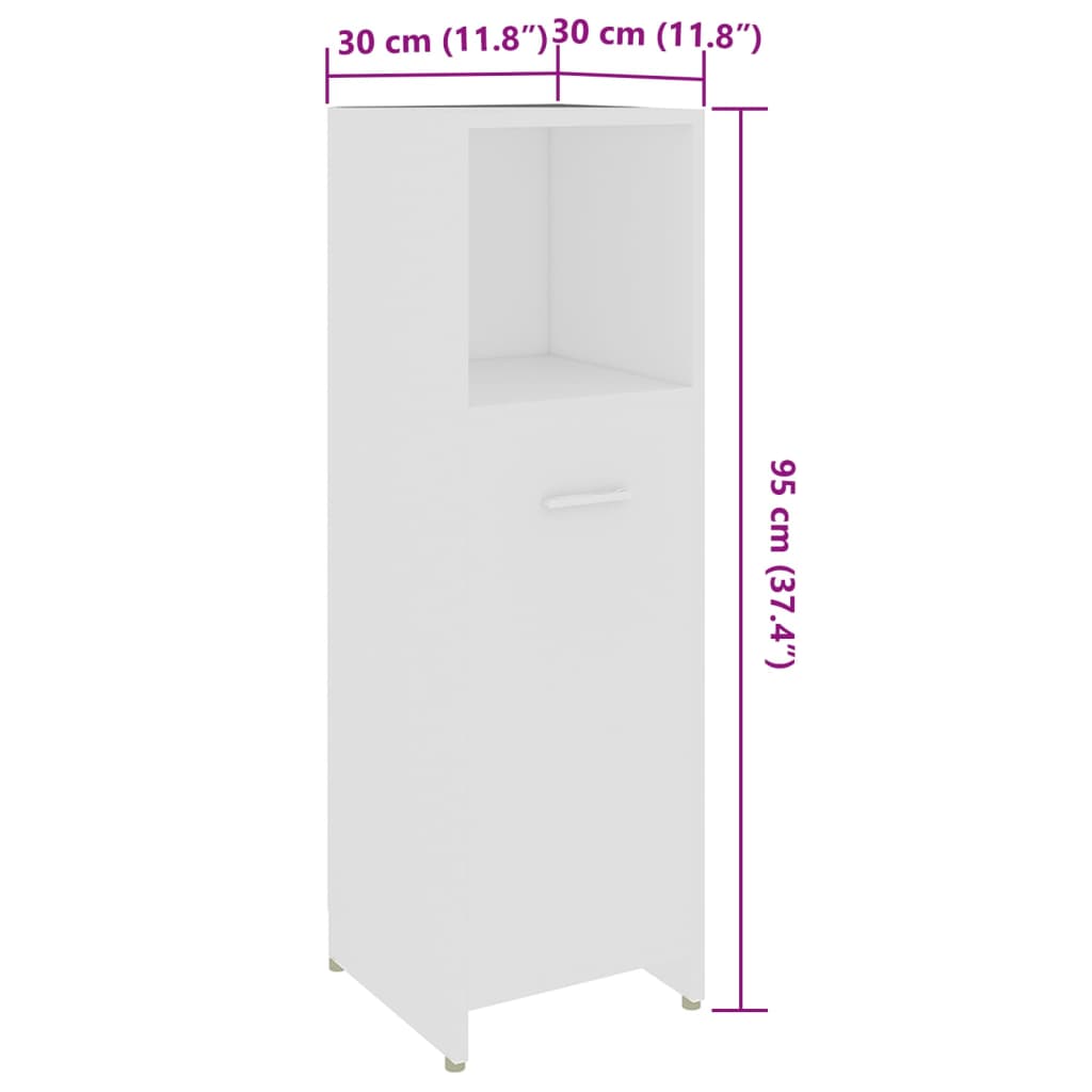 Badezimmerschrank Weiß 30x30x95 cm Holzwerkstoff