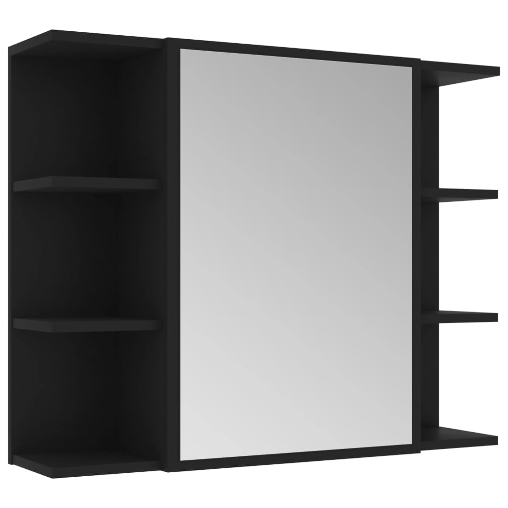 Bad-Spiegelschrank Schwarz 80x20,5x64 cm Holzwerkstoff