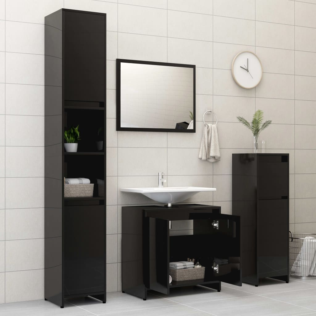 Badezimmerschrank Schwarz 60x33x61 cm Holzwerkstoff