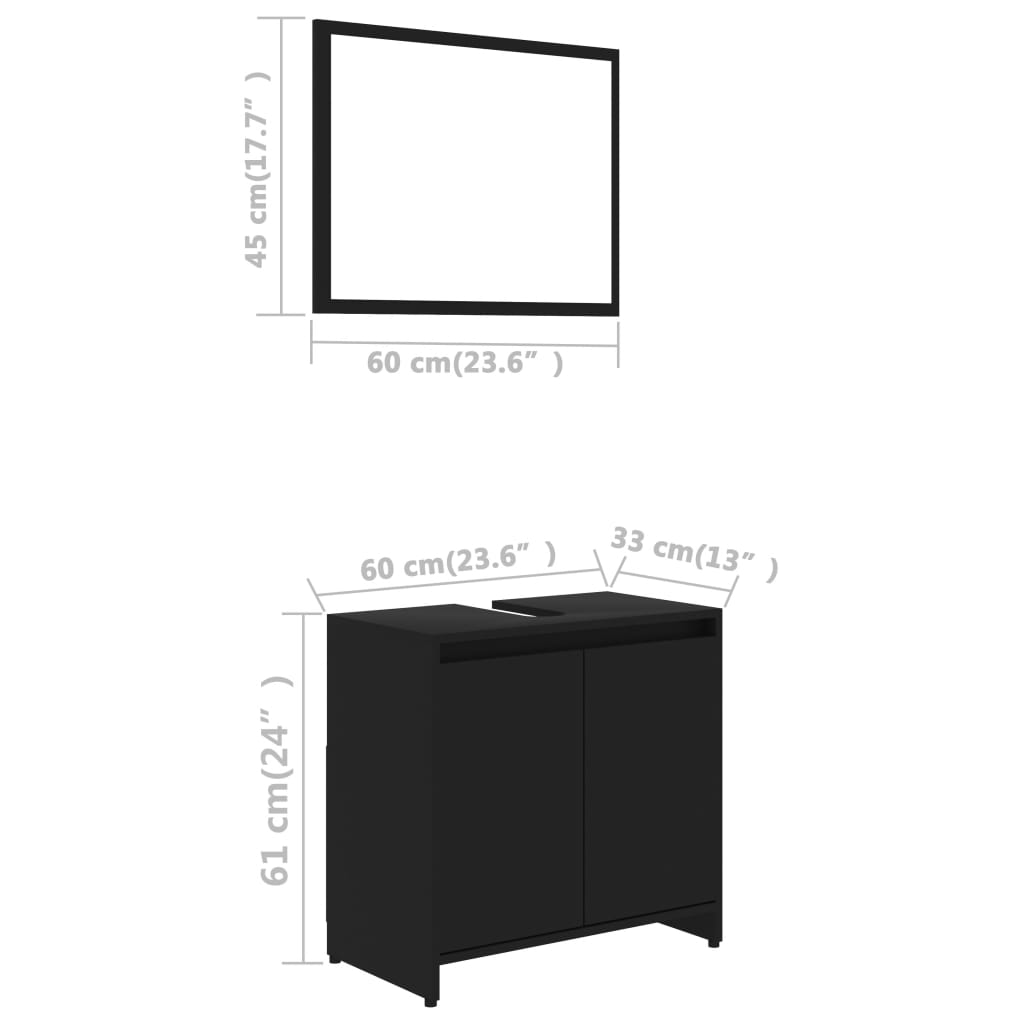 Badmöbel-Set Schwarz Holzwerkstoff