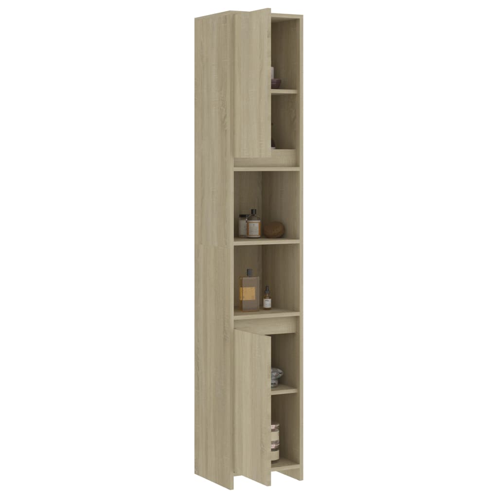 Badezimmerschrank Sonoma-Eiche 30x30x183,5 cm Holzwerkstoff