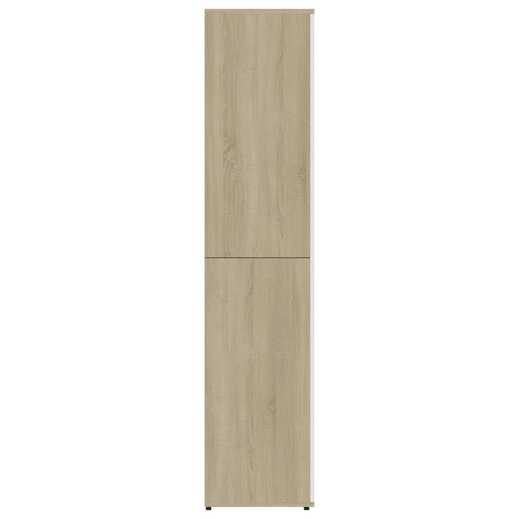 Schuhschrank Weiß & Sonoma-Eiche 80x39x178 cm Holzwerkstoff