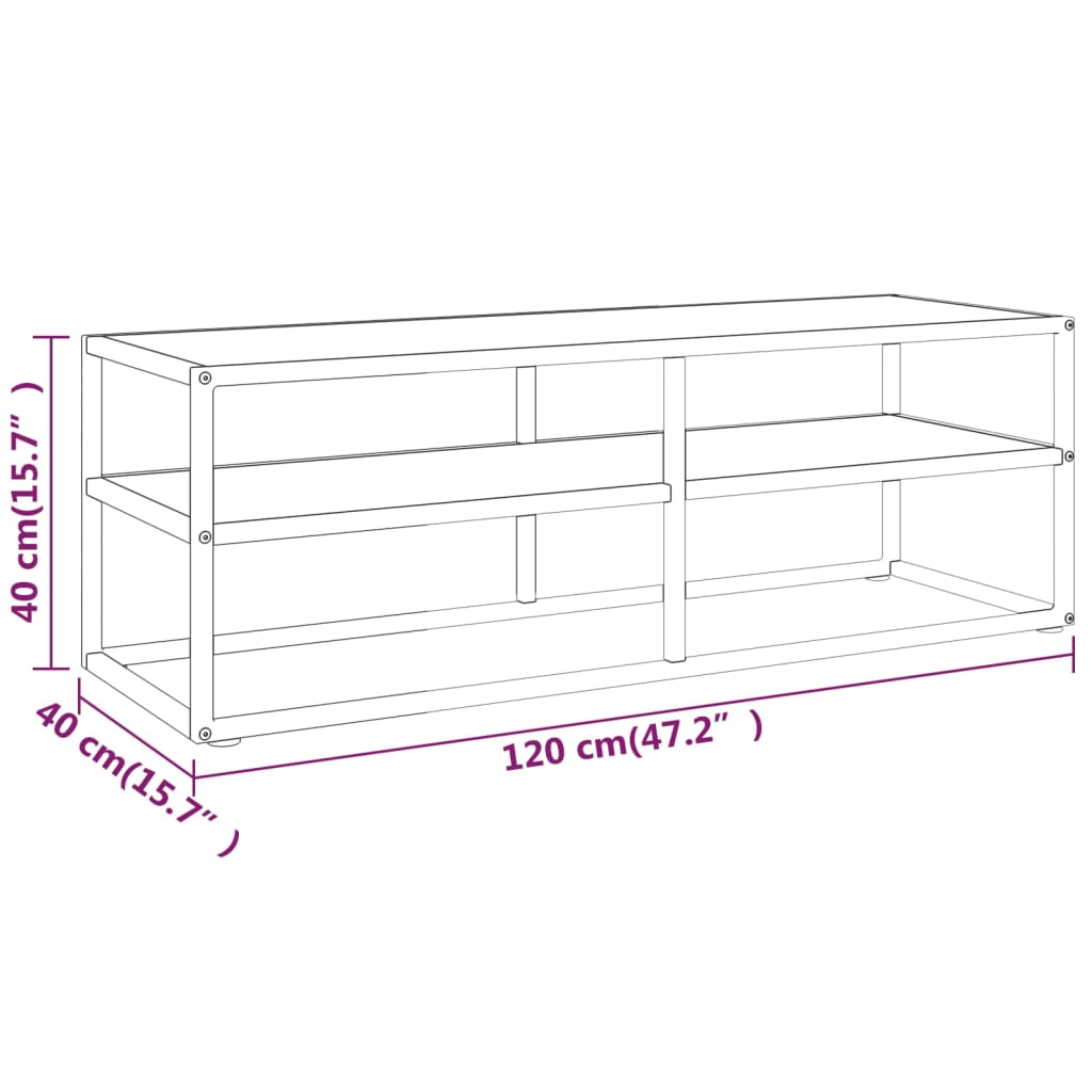 TV-Schrank Schwarz mit Hartglas Marmor-Optik 120x40x40 cm