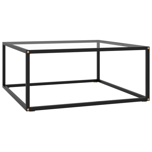 Couchtisch Schwarz mit Hartglas 80x80x35 cm