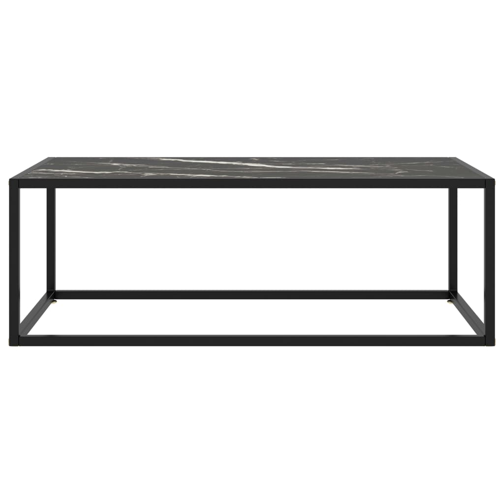 Couchtisch Schwarz mit Schwarzem Glas in Marmor-Optik 100x50x35