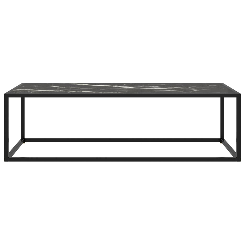 Couchtisch Schwarz mit Schwarzem Glas in Marmor-Optik 120x50x35