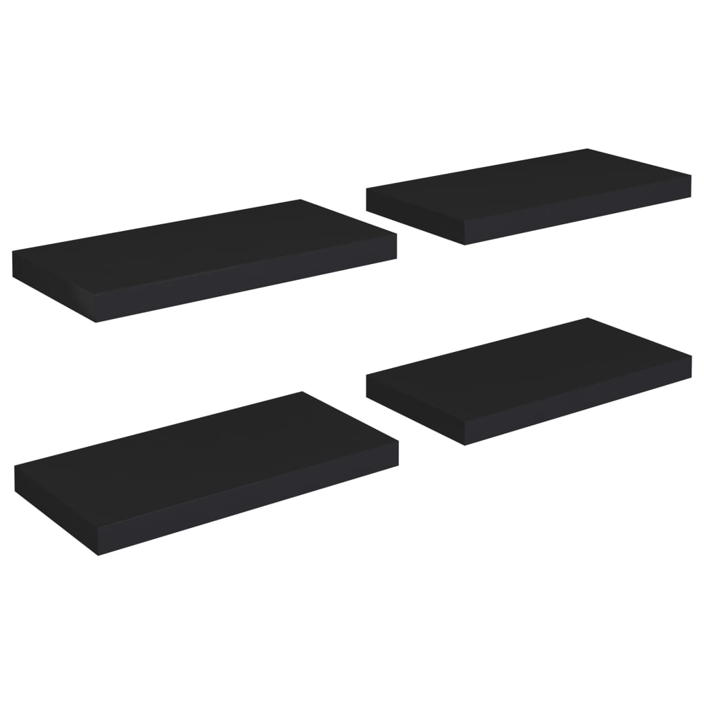 Schweberegale 4 Stk. Schwarz 50x23x3,8 cm MDF