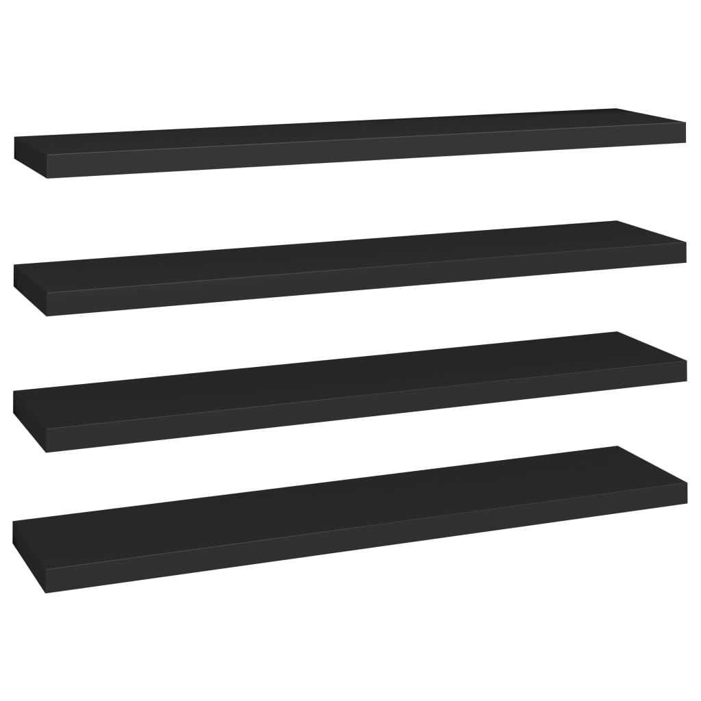 Schweberegale 4 Stk. Schwarz 120x23,5x3,8 cm MDF