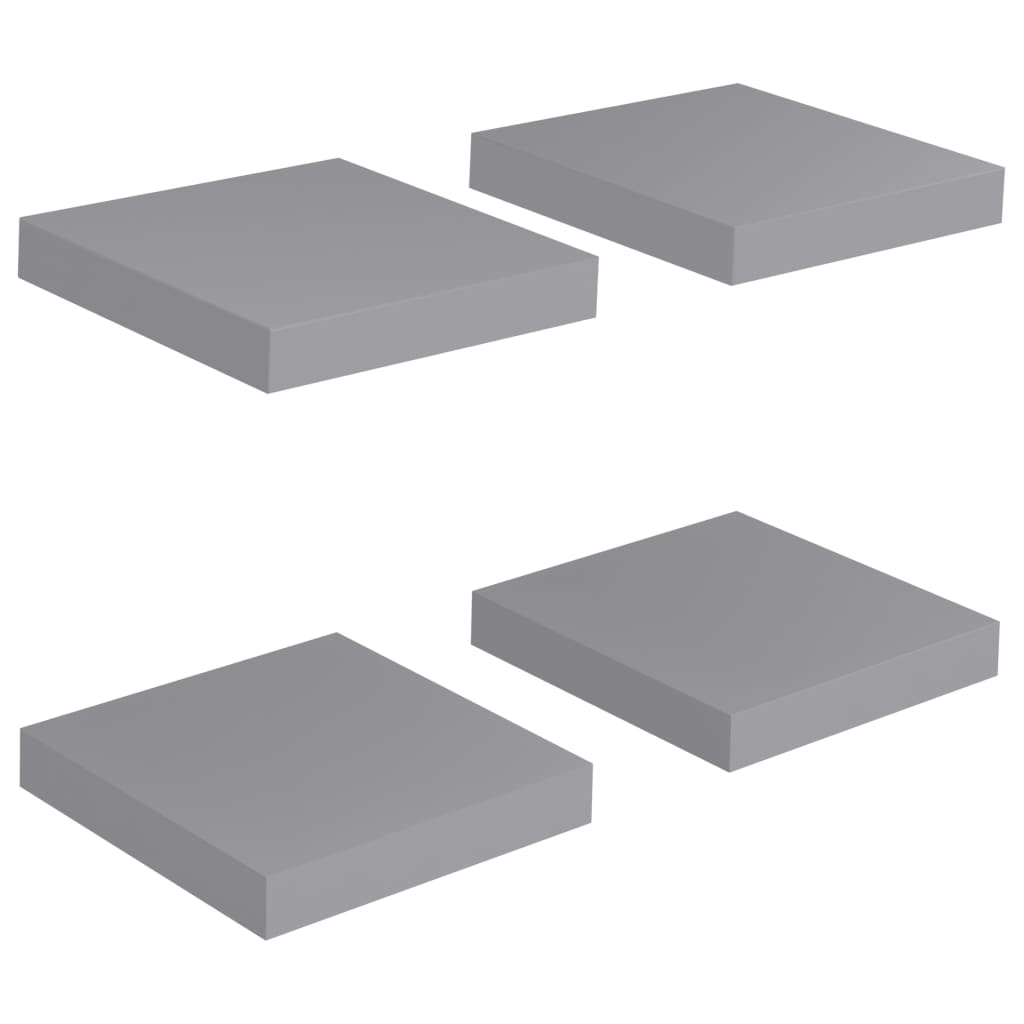 Schweberegale 4 Stk. Grau 23x23,5x3,8 cm MDF