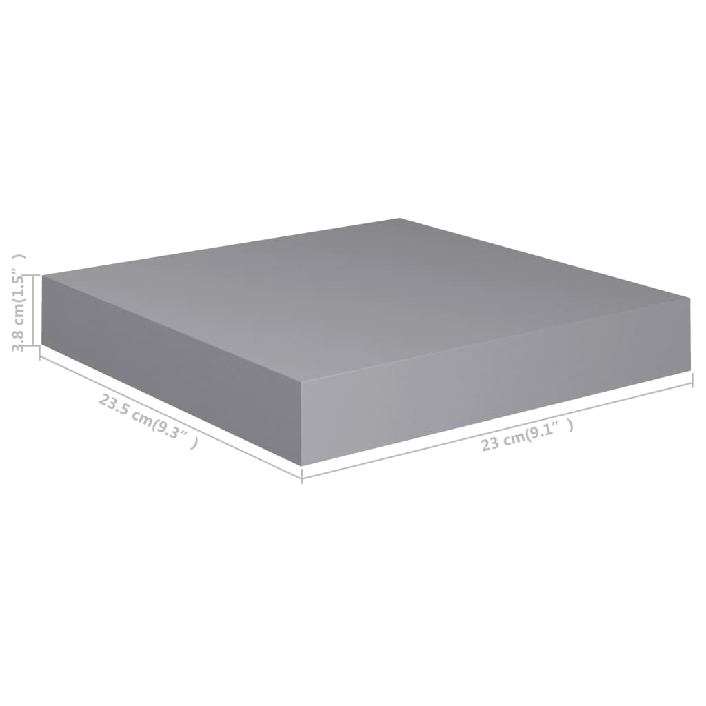 Schweberegale 4 Stk. Grau 23x23,5x3,8 cm MDF