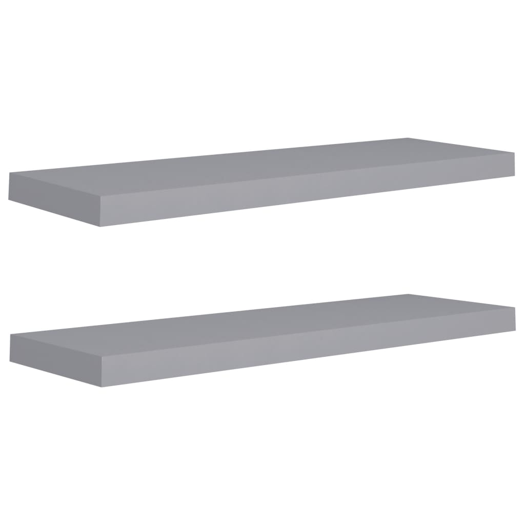 Schweberegale 2 Stk. Grau 80x23,5x3,8 cm MDF