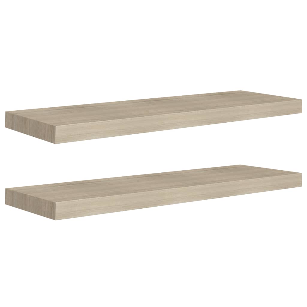 Schweberegale 2 Stk. Eiche-Optik 80x23,5x3,8 cm MDF