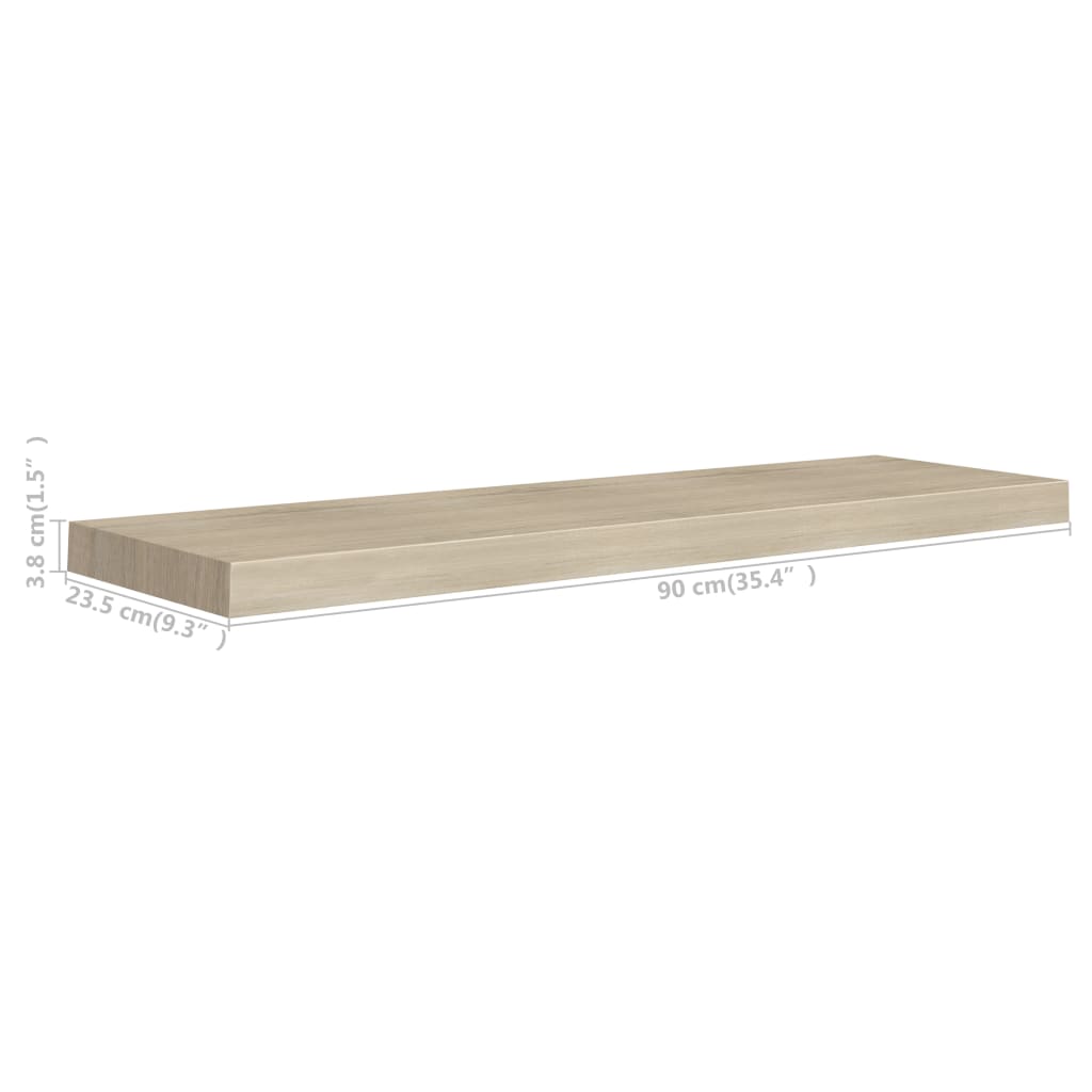 Schwebende Wandregale 4 Stk. Eichefarben 90x23,5x3,8 cm MDF