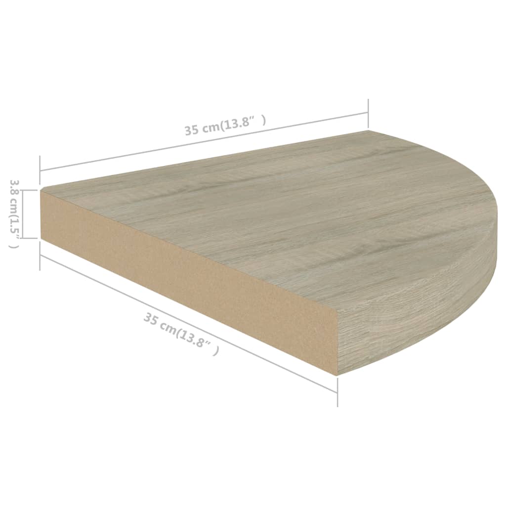 Eck-Schweberegale 4 Stk. Eichen-Optik 35x35x3,8 cm MDF