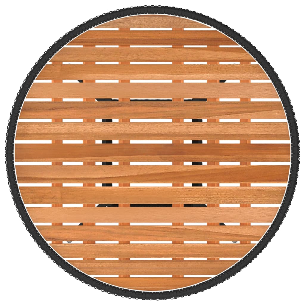 Garten-Esstisch Schwarz Ø 70 cm Poly Rattan Massivholz Akazie