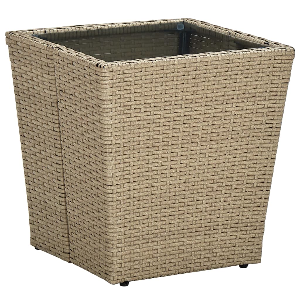 Beistelltisch Beige 41,5x41,5x44 cm Poly Rattan und Hartglas