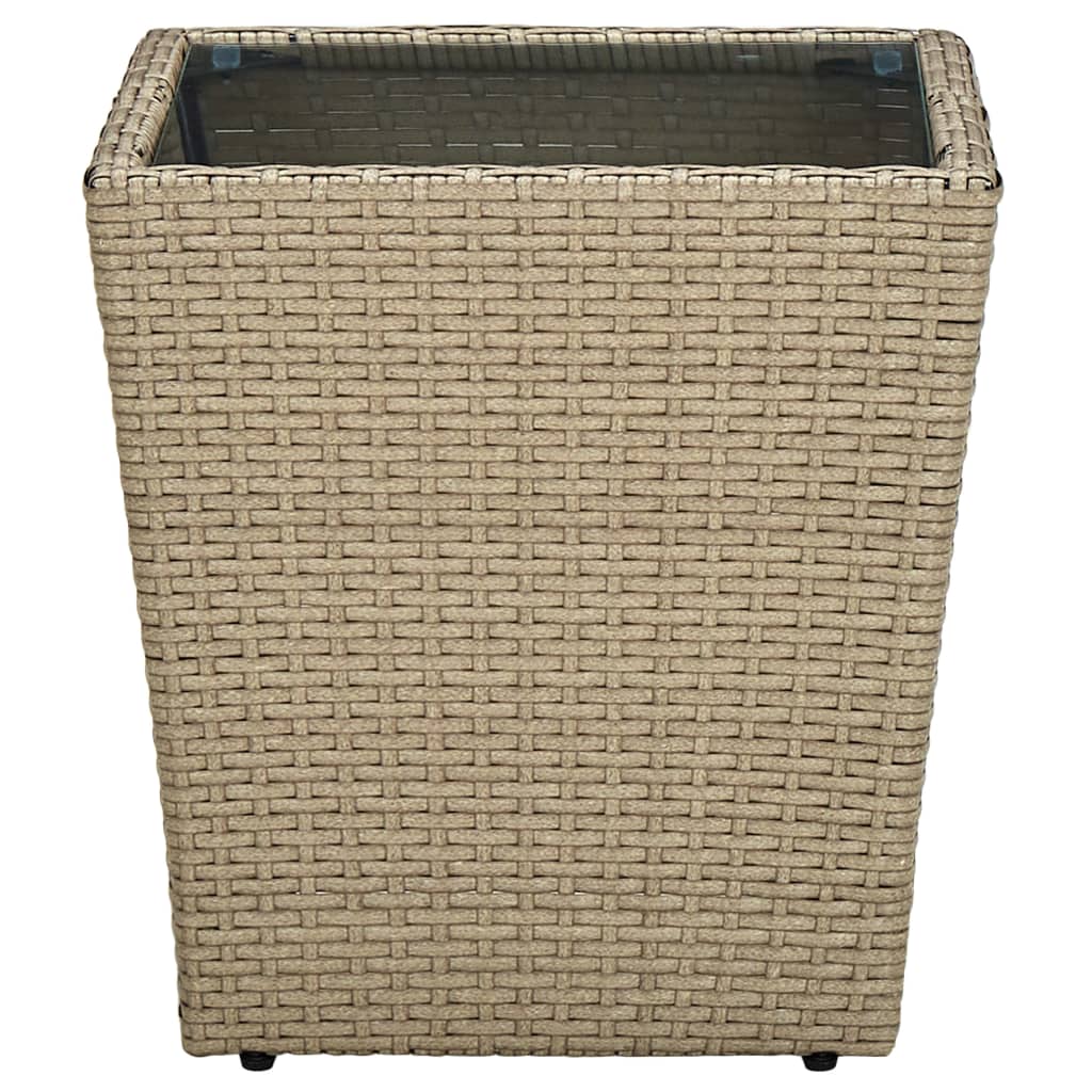 Beistelltisch Beige 41,5x41,5x44 cm Poly Rattan und Hartglas