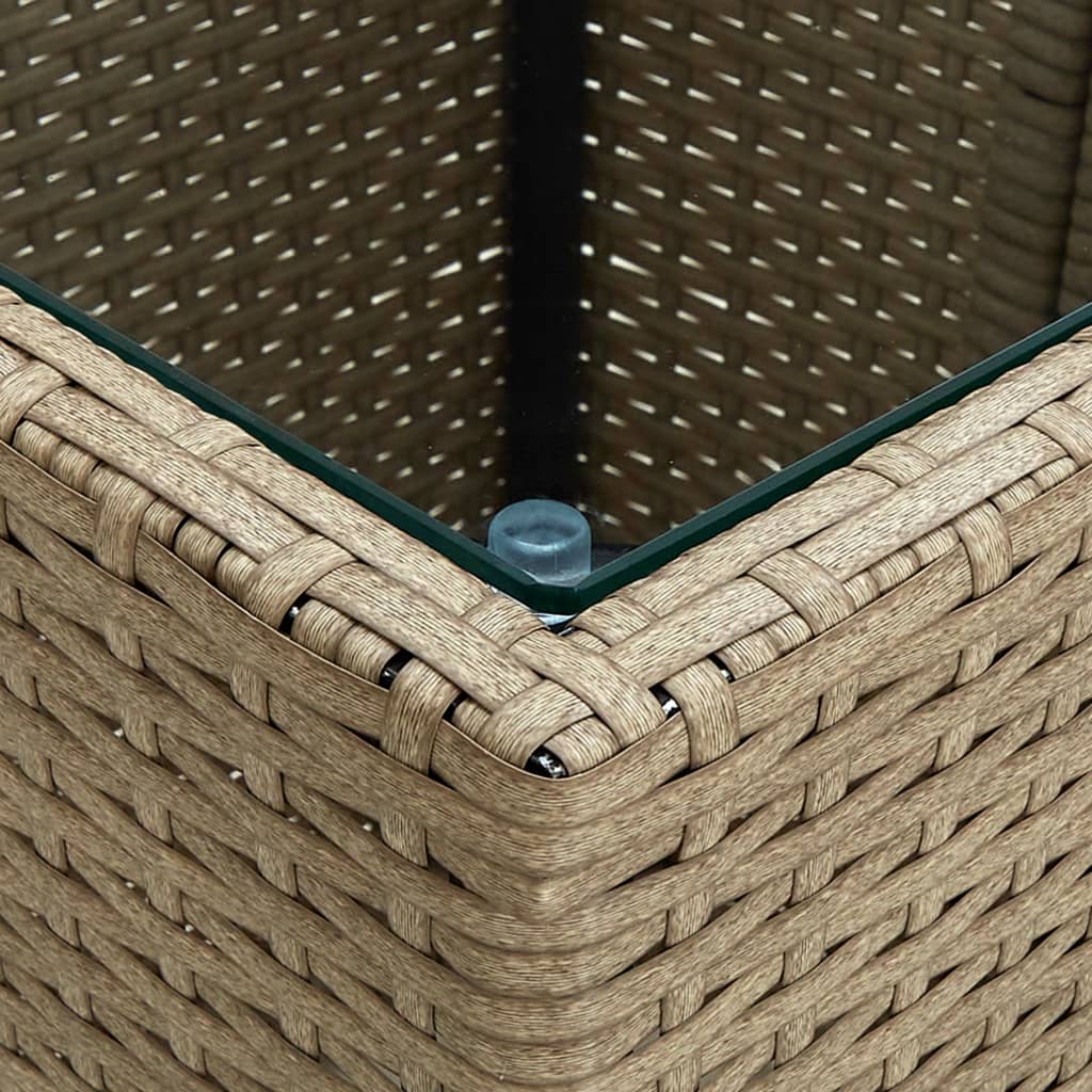 Beistelltisch Beige 41,5x41,5x44 cm Poly Rattan und Hartglas