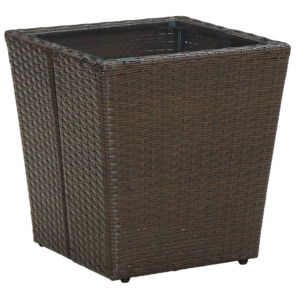 Beistelltisch Braun 41,5x41,5x44 cm Poly Rattan und Hartglas