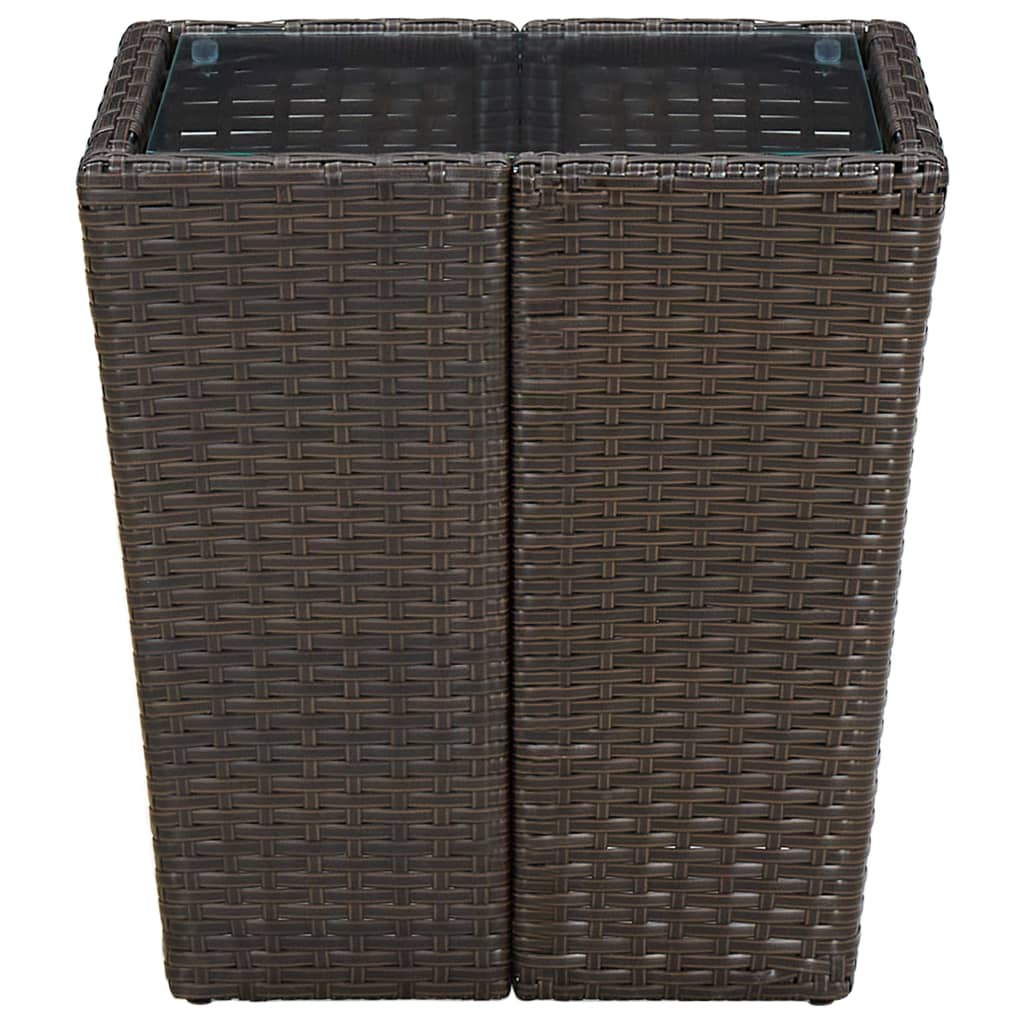 Beistelltisch Braun 41,5x41,5x44 cm Poly Rattan und Hartglas