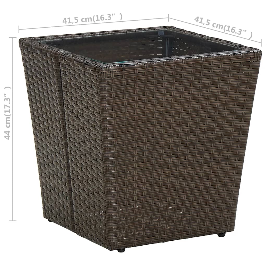 Beistelltisch Braun 41,5x41,5x44 cm Poly Rattan und Hartglas