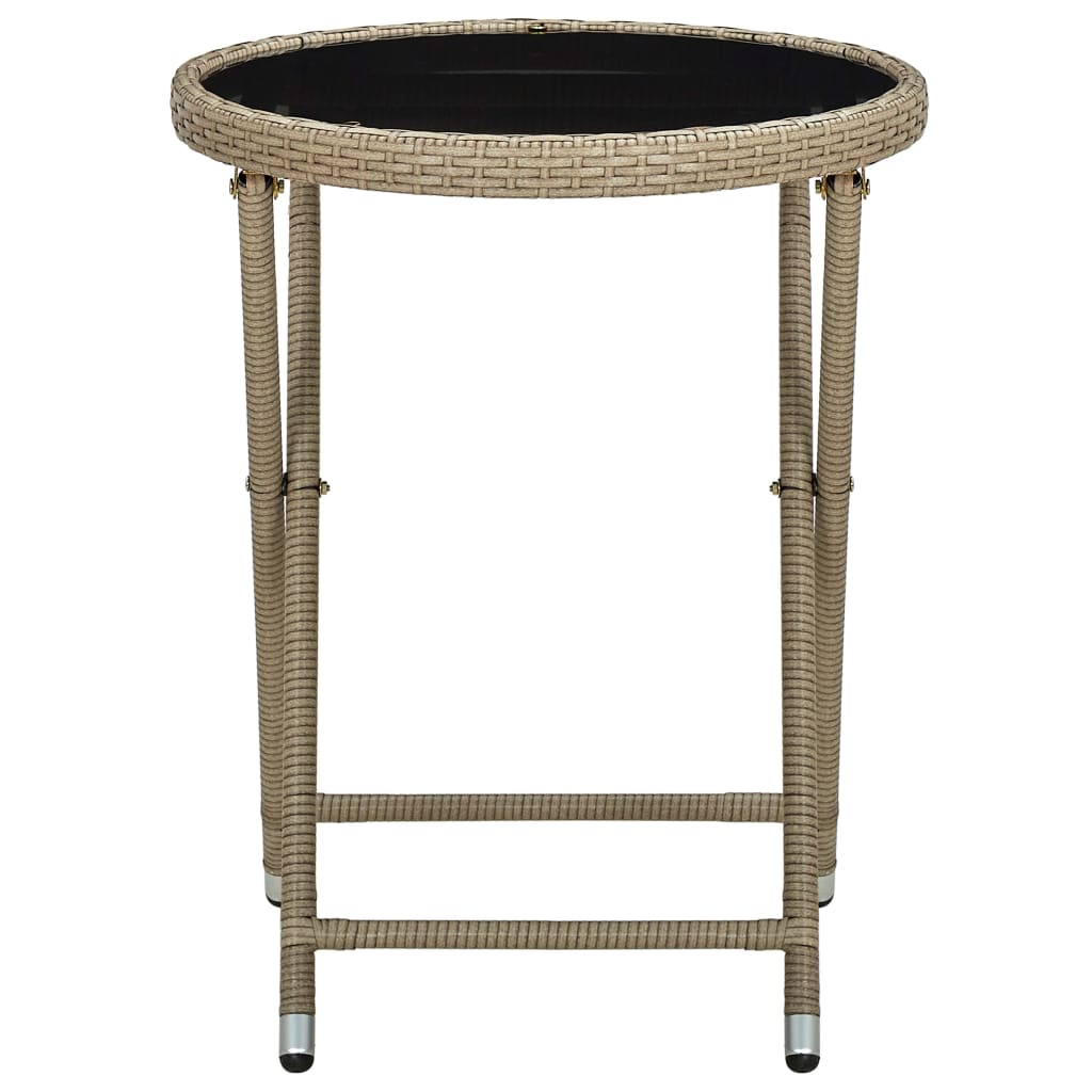 Beistelltisch Beige 60 cm Poly Rattan und Hartglas