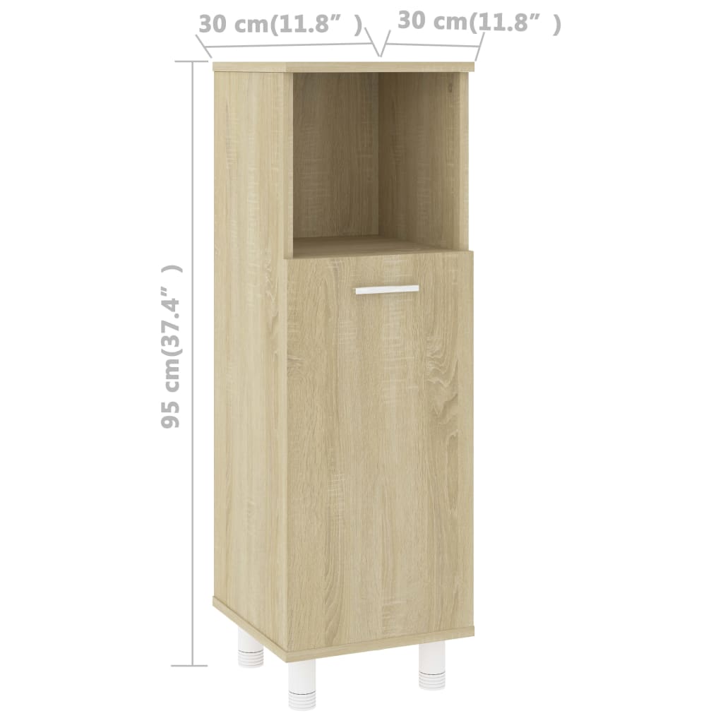 Badezimmerschrank Sonoma-Eiche 30x30x95 cm Holzwerkstoff