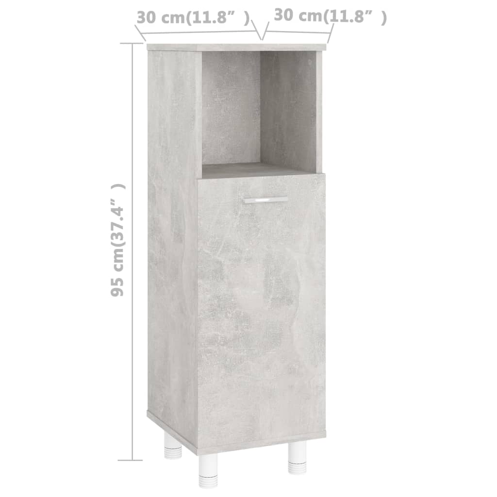 Badezimmerschrank Betongrau 30x30x95 cm Holzwerkstoff