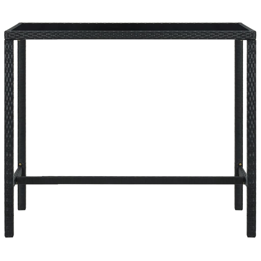 Garten-Bartisch Schwarz 130x60x110 cm Poly Rattan und Glas