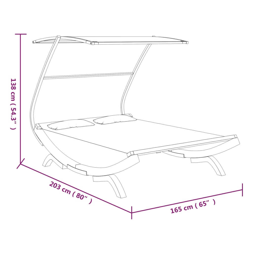 Sonnenliege mit Dach 165x203x138 cm Bugholz Massiv Anthrazit