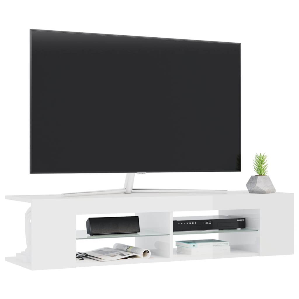 TV-Schrank mit LED-Leuchten Hochglanz-Weiß 135x39x30 cm