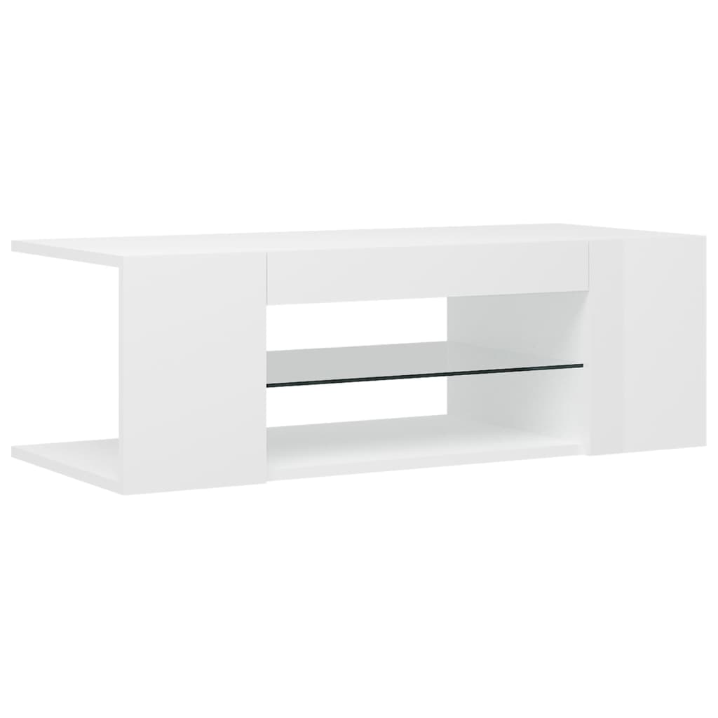 TV-Schrank mit LED-Leuchten Hochglanz-Weiß 90x39x30 cm