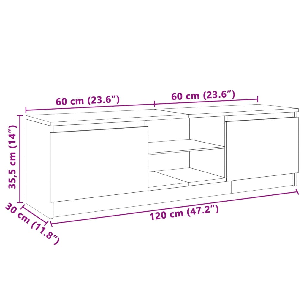 TV-Schrank mit LED-Leuchten Schwarz 120x30x35,5 cm