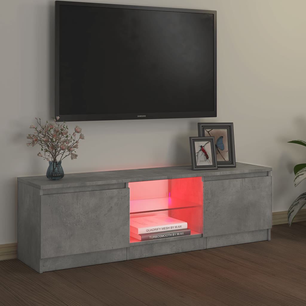 TV-Schrank mit LED-Leuchten Betongrau 120x30x35,5 cm