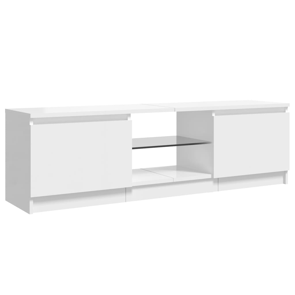 TV-Schrank mit LED-Leuchten Hochglanz-Weiß 120x30x35,5 cm