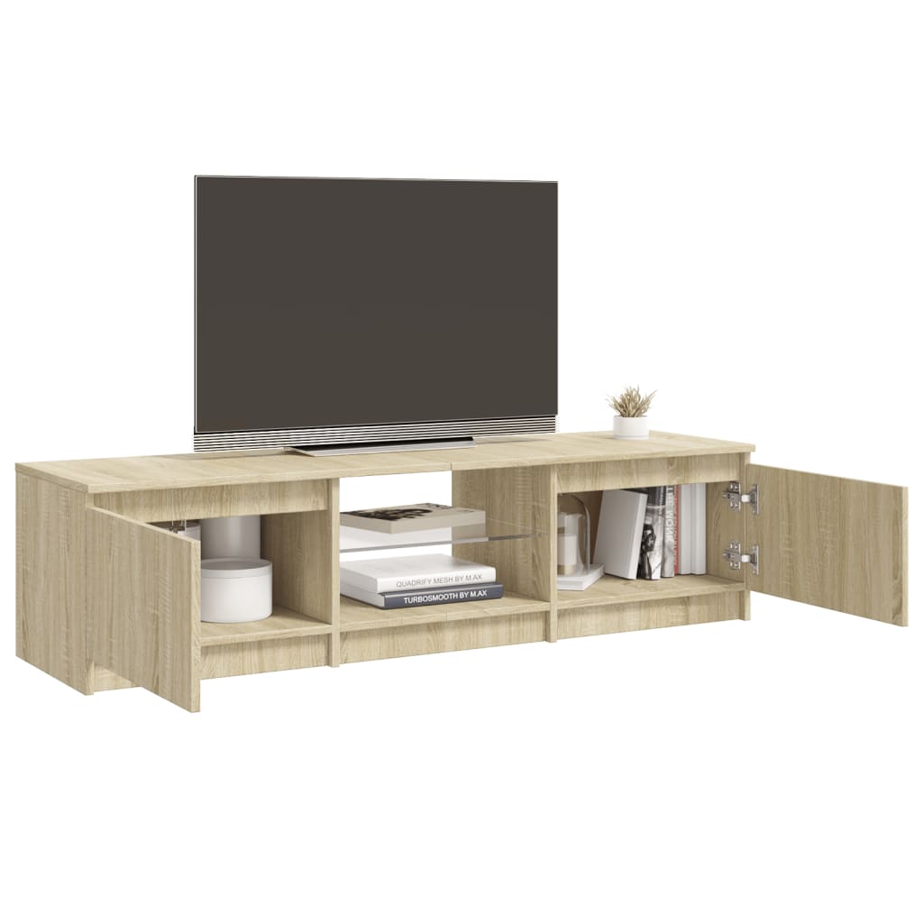 TV-Schrank mit LED-Leuchten Sonoma-Eiche 140x40x35,5 cm